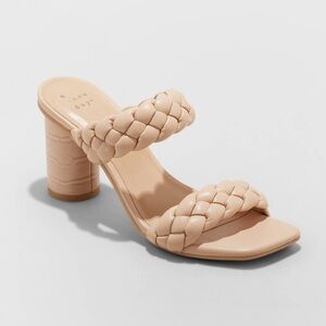 A New Day Women's Braided Heeled Sandals - Cream